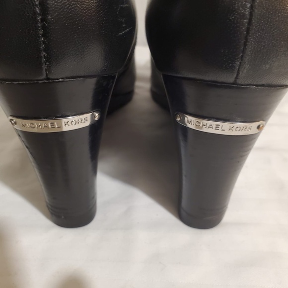 Women Black Michael Kors Ankle Wedge Boots - Picture 2 of 3